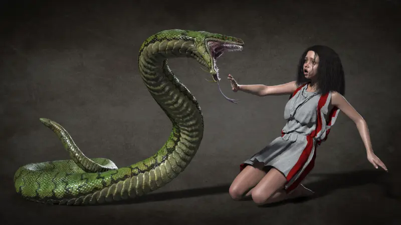 Girl being chased by a snake